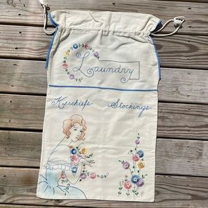 Elegant hand made laundry bag, vintage 1940
